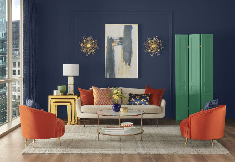 Living room with Navy Blue walls
