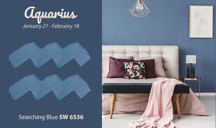 Aquarius - bed, blue wall