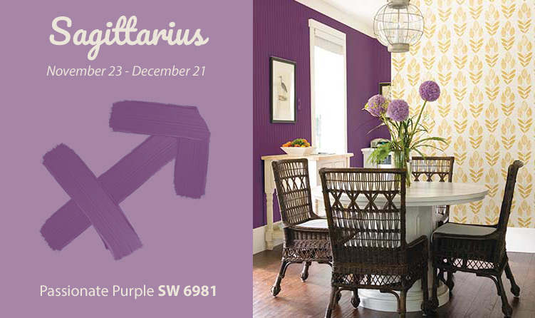 Sagittarius - table and chairs - purple