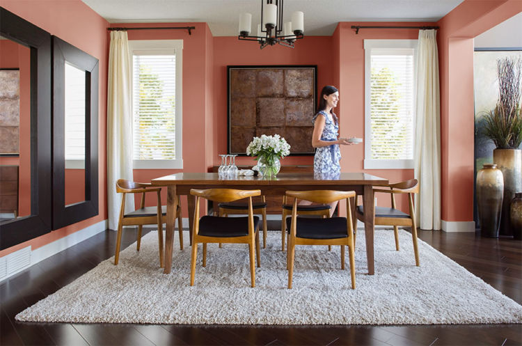 5 Elegant Dining Room Colors We Love Tinted By Sherwin Williams - Sherwin Williams Cavern Clay Paint Color
