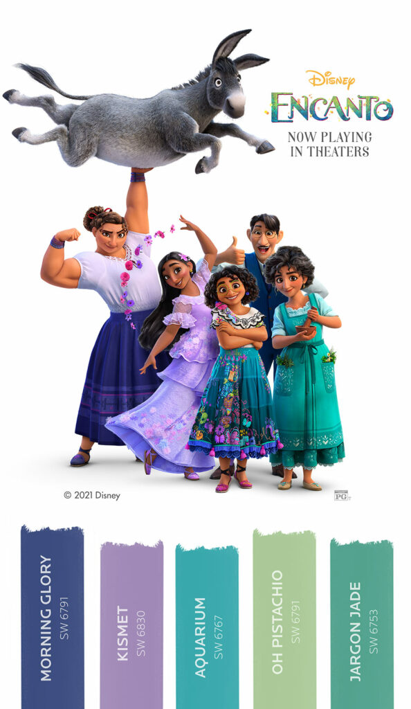 Encanto cool tone color palette. Now playing in theaters.