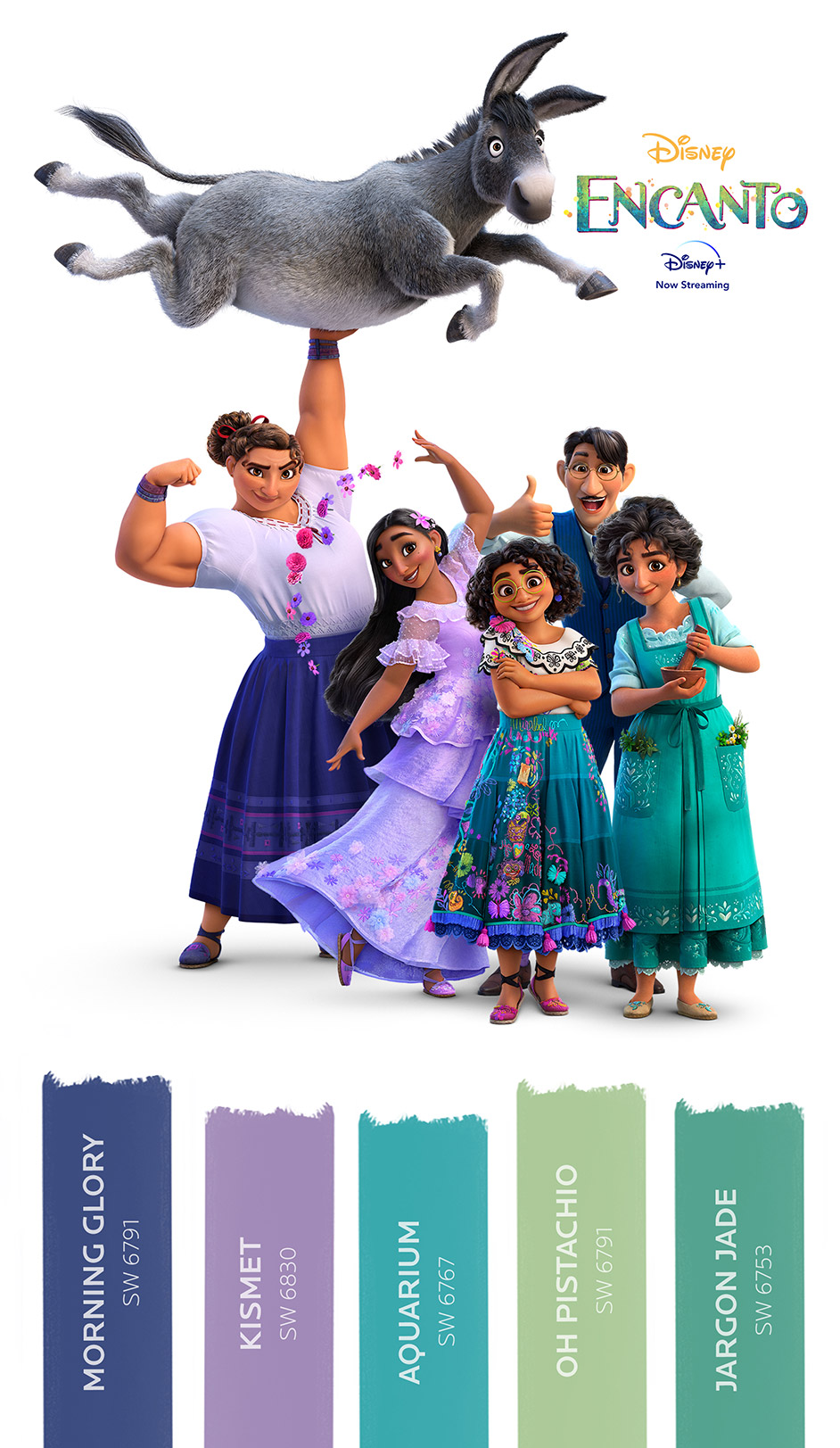 characters from Disney's Encanto and jewel tone colors