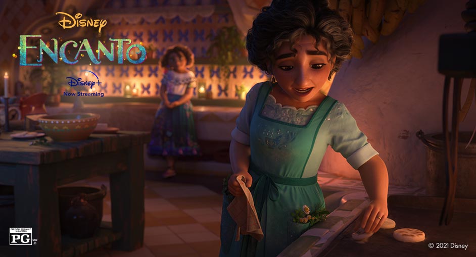 woman cooking in kitchen from the movie Encanto.