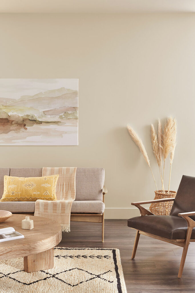 desert-inspired living room vignette painted in Shiitake SW 9173