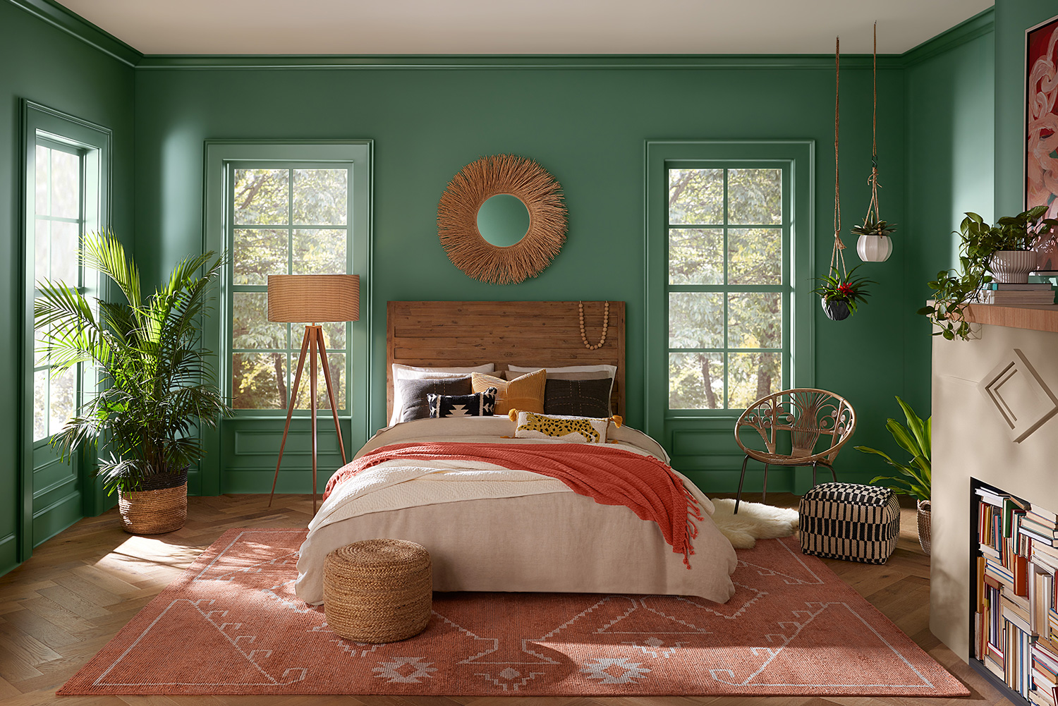 Bedroom painted Kale Green SW 6460.