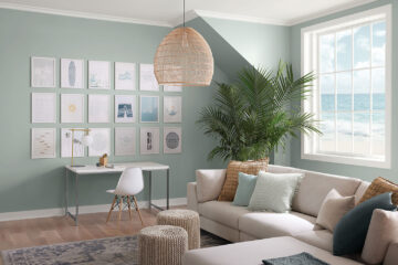A living room painted Silvermist SW 7621