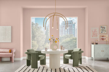 Dining room painted Sashay Sand SW 6051.